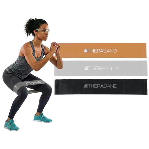 THERABAND Resistance Band Loop Set of 3, Exercise, 18", Black/Silver/Gold | Elastic resistance band for exercise, strength training, stretching and physical therapy - ideal for home workouts