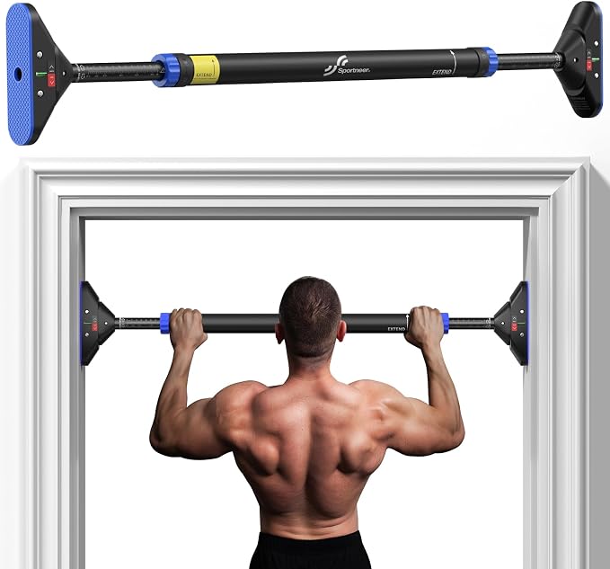 Sportneer Pull Up Bar for Doorway, No-Drill, 29.5-37 in, 440 lb | No-Drill, Adjustable 29.5-37 in, 440 lb, Doorway Fit, Secure Lock, Home Gym, Strength Training