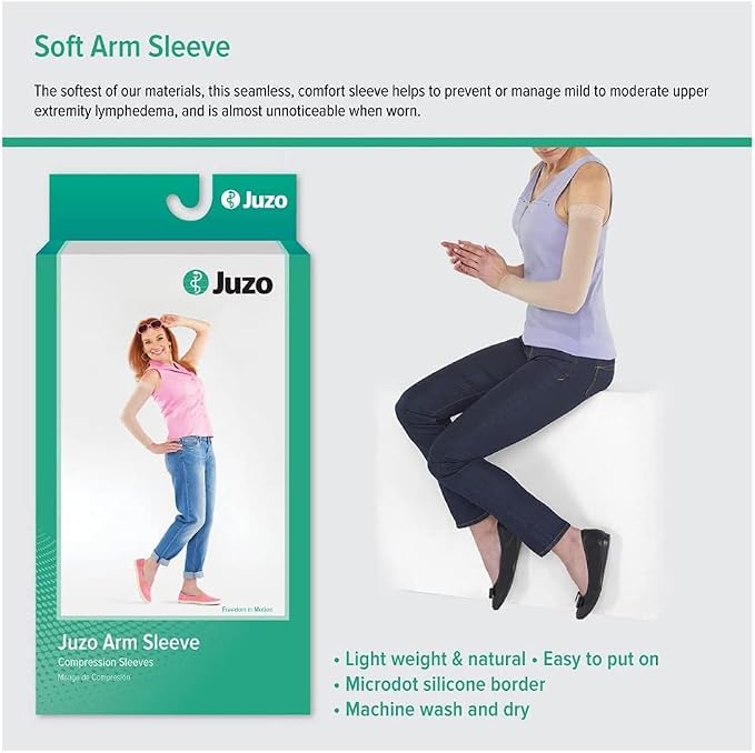 Juzo Soft 2001 Arm Sleeve Compression 20-30 mmHg, Max, Long | Silicone border, ultra-soft, breathable, medical compression arm sleeve, opaque knit, high wearing comfort