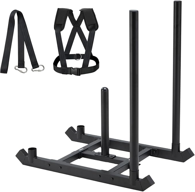 TE DEUM Weight Training Pull Sled, Fitness Strength Speed Training Sled, Steel Power Sled Workout Equipment for Athletic Exercise and Speed Improvement, Only Suitable for 2" Weight Plate