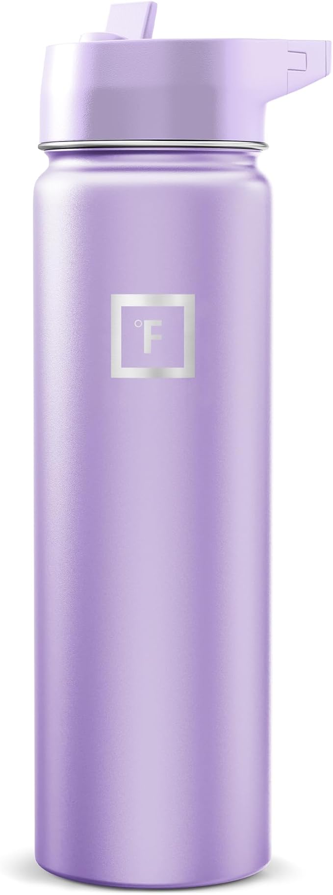 IRON °FLASK 24 oz Wide Mouth Water Bottle with Straw | Insulated Stainless Steel Sports Water Bottle with Leakproof Straw Lid - BPA Free, Cold 24 Hrs, Sweat Free (Lavender)
