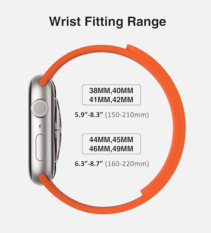 Magnetic Silicone Band Compatible with Apple Watch Band 42mm 41mm 40mm 38mm Series 11 10 9 8 7 6 5 4 3 & SE 3/2/1 Strong Magnetic Clasp, Waterproof & Adjustable (Orange)