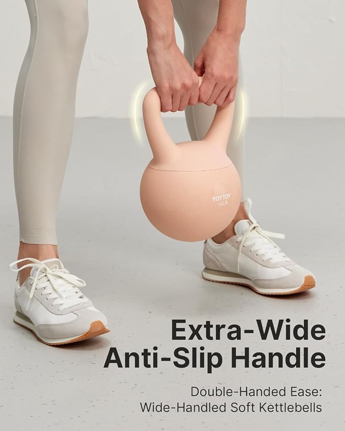 YOTTOY Soft Kettlebell for Home Workouts, Anti-Slip Wide Handle Strength Training Kettlebells, Cushioned Base for Safety - Ideal for Men, Women & Beginners