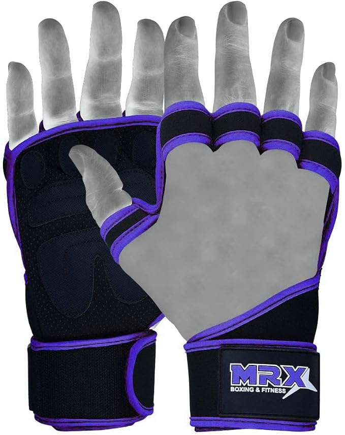 MRX BOXING & FITNESS Workout Gloves for Men and Women Ventilated Weight Lifting Gloves with Wrist Wraps Sticky Palm Protection with Extra Grip Gym Gloves for Exercise Pull Ups, Cross Training