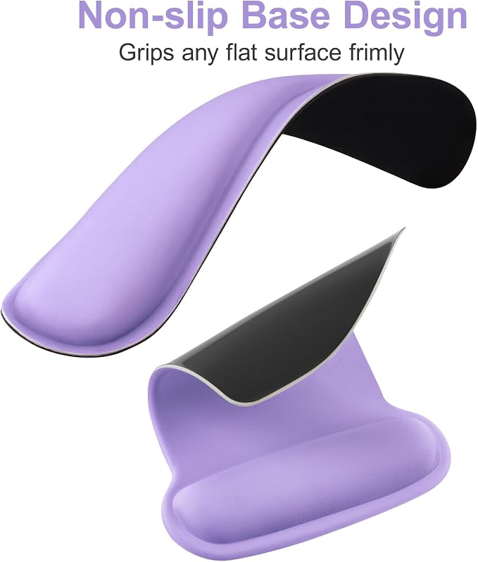 MOSISO Wrist Rest Support for Mouse Pad & Keyboard Set, Ergonomic Mousepad Non-Slip Base Home/Office Pain Relief & Easy Typing Cushion with Neoprene Cloth & Raised Memory Foam, Light Purple