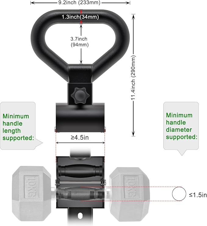 SELEWARE Dumbbell Converter, Steel Dumbbell to Kettlebell Converter Handle | Versatile Kettlebell Handle with Non-Slip Ergonomic Grip for Home Gym Weight Lifting, Fits Most Dumbbells Up to 100lbs
