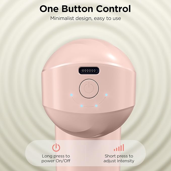 Mini Massage Gun, Powerful Handheld Muscle Massager for Muscle Relaxation, Deep Tissue Percussion Small Massage Gun Travel Massager with 4 Massage Heads Silent Brushless Motor, Pink