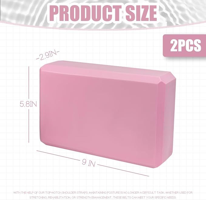 Septo 2 Pcs Yoga Blocks, 9x6x3 Inch Foam Blocks for Pilates | High density EVA foam Yoga Props lightweight non-slip surface for meditation stretching balance training