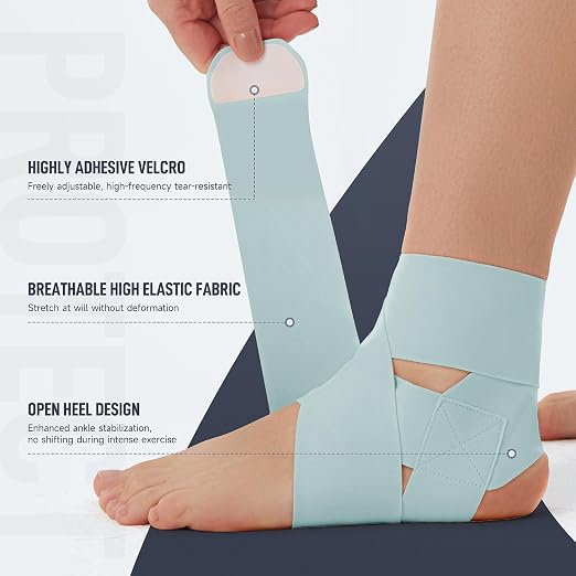 Ultra Thin Ankle Wraps Ankle Brace for Men ＆ Women, Adjustable Ankle Straps for Arch, Sprained Foot, Tendinitis, Football, Basketball, Running（Azure, 2 Pack）
