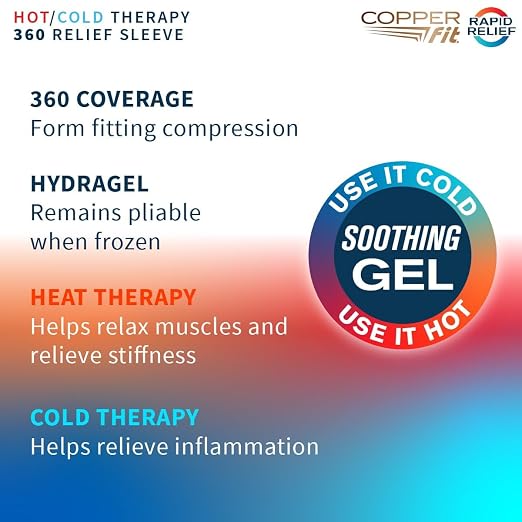 Copper Fit 360 Freeze Compression Sleeve (Small/Medium) | Hot and cold compression sleeve for pain relief, swelling reduction, recovery, and joint support.