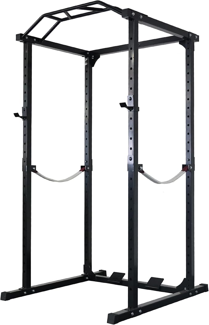 Fitvids Multiple Specifications Power Cage Squat Rack, Includes J-Hooks and Safety Straps, Other Optional Accessories