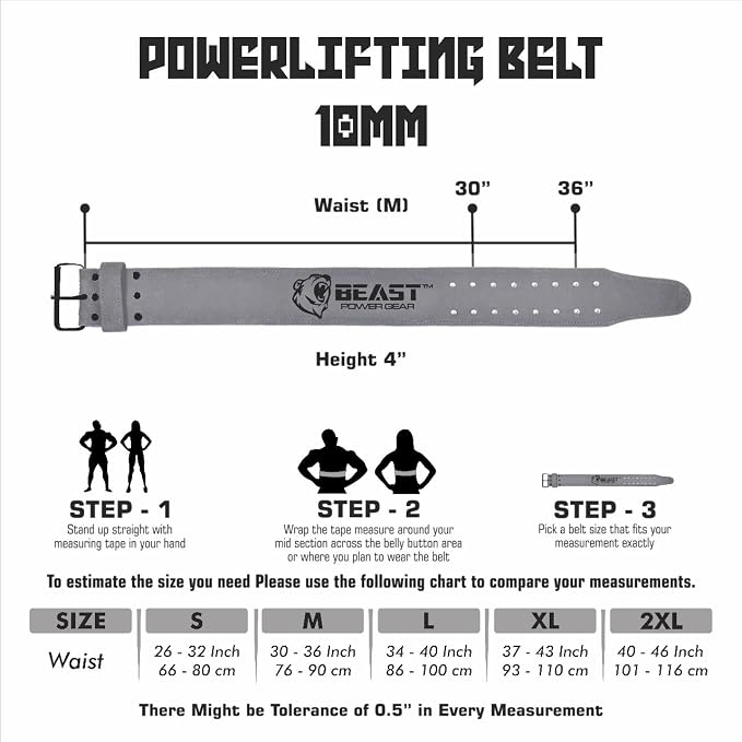 Beast Power Gear Weight Lifting Belts - Free Strap 4” Wide 10mm Thick for Weightlifting Bodybuilding Powerlifting Belt Superior Back Support Gym Belts for Men Women