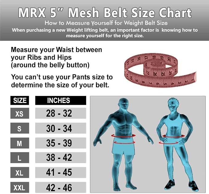 MRX Weight Lifting Belt with Double Back Support Gym Training 5" Wide Belts 11 Colors