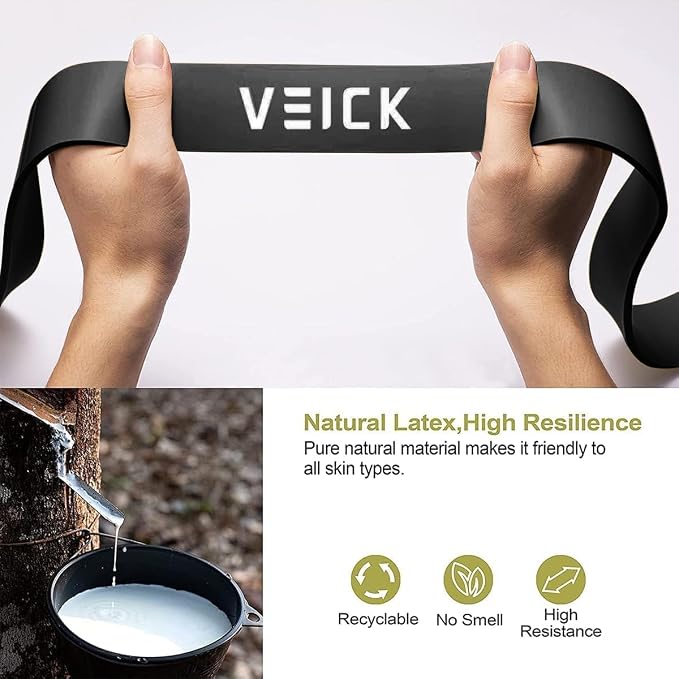 VEICK Pull Up Assist Resistance Bands for Home Gym | 100% Natural Latex, Non Slip Leather Texture, Space Saving, Versatile for Full Body Training, Home Gym