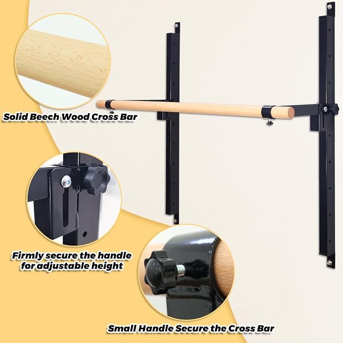 Seliyoo Ballet Barre Wall Mount,Height Adjustable Dance Bar | 4 FT /5FT Portable Solid Beech Wood Bar,Ballet Stretching and Barre Workout, Kids and Adults, Easy Install