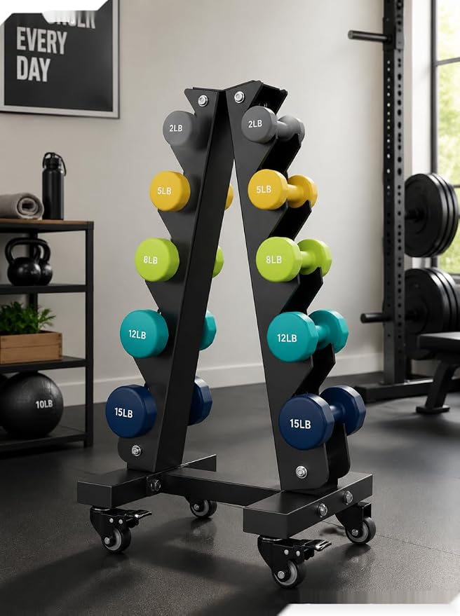 YOLEO Dumbbell Rack Stand Only, 1100LBS Heavy Duty Weight Rack for Home Gym, Adjustable 3-Tier Weight Storage Rack for Dumbbells, Barbells, Kettlebells & Weight Plates, Compact Workout Equipment Organizer