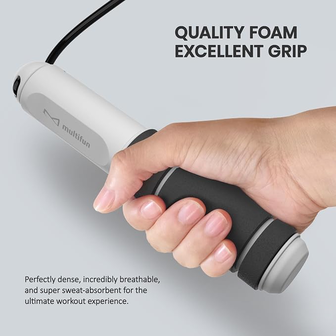 multifun Digital Jump Rope with Smart Counter & Timer - Adjustable Speed Skipping Rope for Fitness, Weight Loss, Boxing, MMA - Tangle-Free Ball Bearings & Anti-Slip Handles for Men, Women, Kids.(Check 2026 New Evolution for 3s Rope Swap)