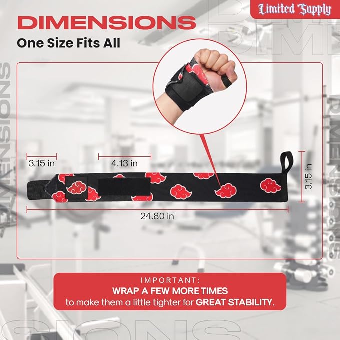 Anime Wrist Wraps Lifting Straps 24" for Men and Women - 1 Pair Each, Gym Accessories Support Weightlifting, and Improve Workout