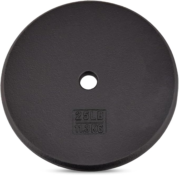 Yes4All Standard Weight Plates, 1-Inch Cast Iron Barbell Weights, Wide Range 5–50 LB, Ideal for Strength Training & Workout Routine, Available in Single, Pair & Set of 4