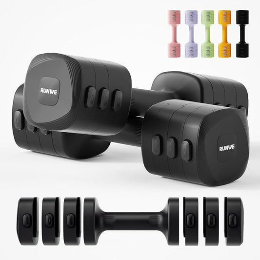 Lightweight Adjustable Dumbbell Kettlebell Set - 4 in 1 Free Weight Set with Kettlebell Grip Converter, Each 2.2 3.3 4.4 5.5lb Quick Change Weight Women Dumbbell Set for Small Spaces Home Gym