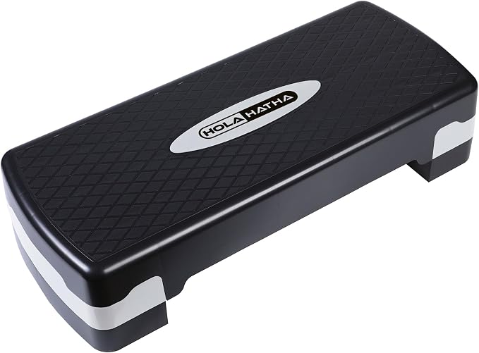 HolaHatha Compact Portable Aerobic Step Platform Exercise Fitness Equipment, Cardio Stepper with Adjustable Height for Home Gym