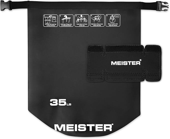 Meister BEAST Portable Sand Kettlebell - Soft Sandbag Weight - 35lb / 15.9kg - Black | Soft-sided kettlebell w/ oversized neoprene handle for swings, squats, presses, pulls and more. Ideal for home and travel