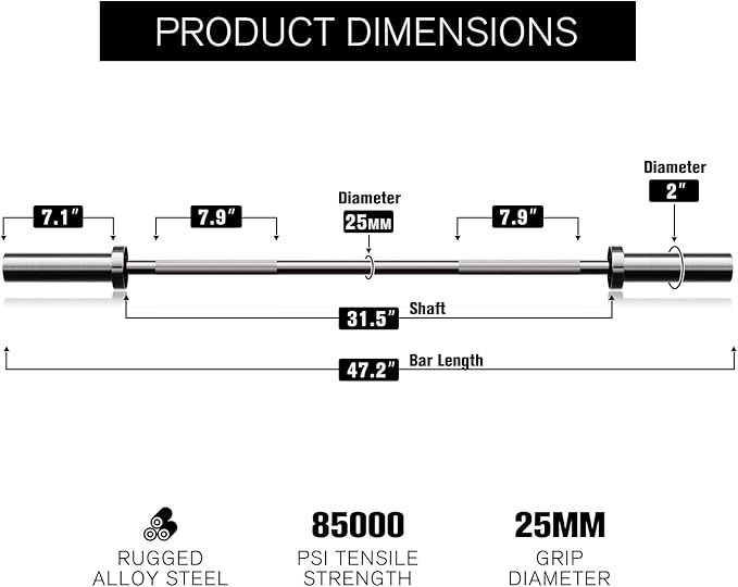 RitFit Barbell Weight Set - 4/6FT Olympic Barbell with Weight Plates (55-115LB Total) - Weightlifting Equipment for Squats, Curls, Deadlifts, Presses, Hip Thrusts