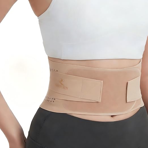 RANDY SUN Lower Women Back Brace for Office - Breathable Mesh Posture Corrector, Adjustable Straps for Custom Fit, Invisible Under Clothes, All Day Wear, Pink, Large