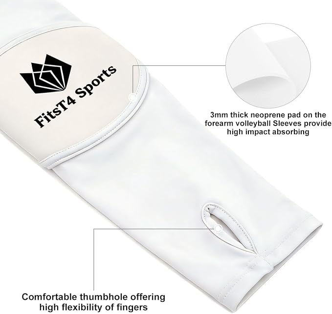 FitsT4 Sports Volleyball Arm Sleeves for Girls Passing Forearm Sleeves with Protection Pads and Thumbhole for Youth