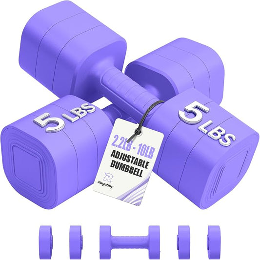 Ragebby Adjustable Dumbbell Set of 2, Weights for Men and Women at Home | Anti-slip Handle, Weights Dumbbells Set, 2lb/3lb/5lb/10lb/15lb/20lb for Pilates, Yoga, Strength Training