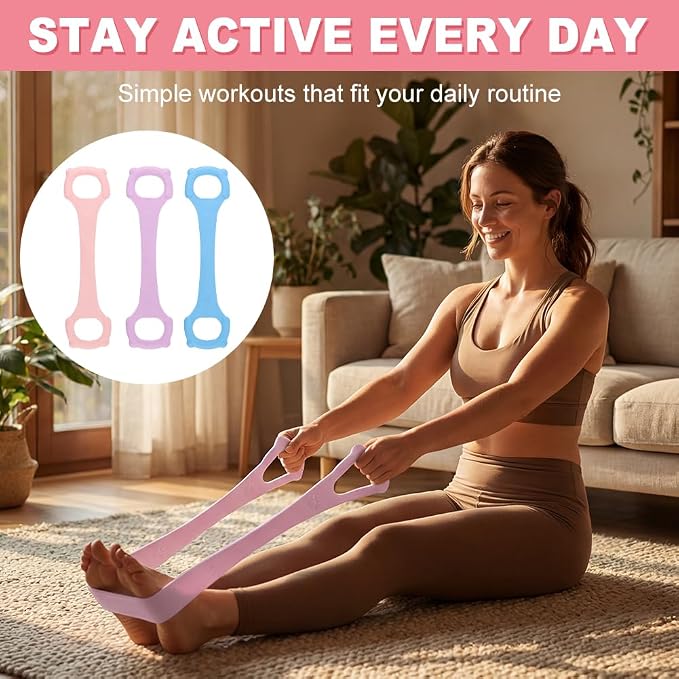 Figure 8 Resistance Bands with Handles, 8-Shaped Exercise Band for Women Arm Back & Shoulder Workout, Exercise Equipment for Yoga, Pilates,Physical Thera py Stretching