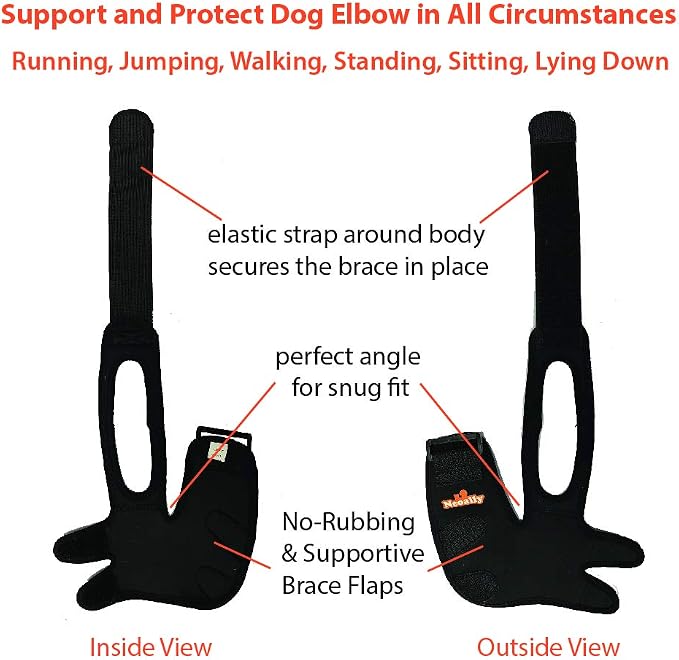 Dog Elbow Brace Protector Pads for Canine Elbow and Shoulder Support Elbow Hygroma, Dysplasia, Osteoarthritis, Elbow Calluses, Pressure Sores and Shoulder Dislocation (Left Leg, Large)