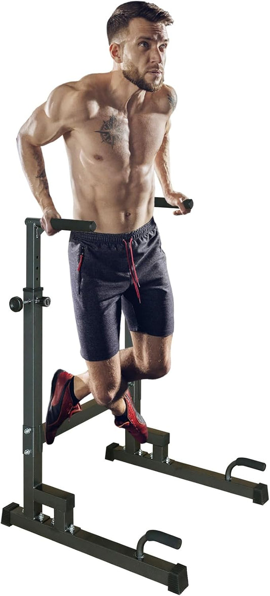 Adjustable Height Dip Bar Station, Heavy Duty Dip Station for Home Gym,Multi-function Dip Station Pull Up Bar Full Body Strength Training Workout Fitness Equipment for Tricep Dips