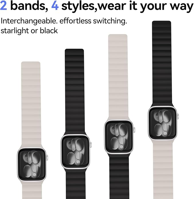 X-it Magnetic Watch Band for Apple Watch Ultra 49mm, 46mm/45mm/44mm, Silicone Sport Strap with Strong Magnet for Men and Women, Compatible with Apple Watch Series 11/10/9/8/7/6/5/4/3/2/1 and SE