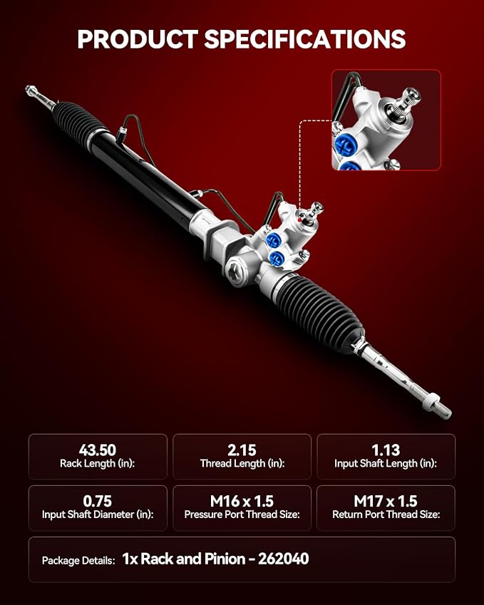 Torchbeam Power Steering Rack & Pinion Assembly Fit for 2003-2004 Tracker/Vitara, Hydraulic System Steering, Replaces OEM 26-2040