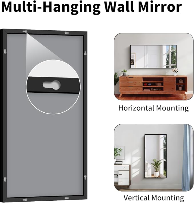 Koonmi Black Bathroom Mirror for Over Sink,Metal Framed 24"x48" Wall Mirror