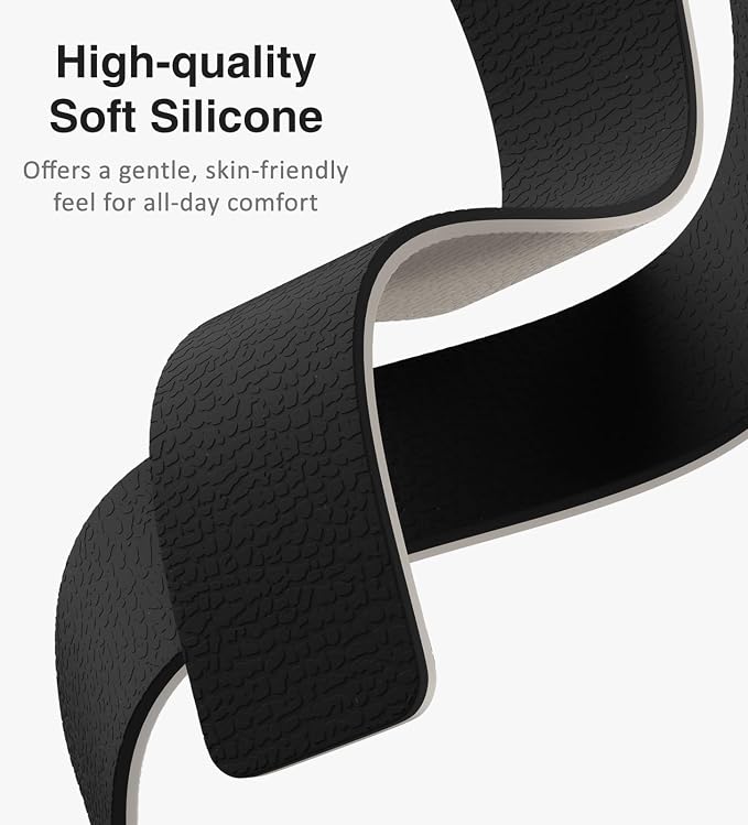 Magnetic Silicone Band Compatible with Apple Watch Band 42mm 41mm 40mm 38mm Series 11 10 9 8 7 6 5 4 3 & SE 3/2/1 Strong Magnetic Clasp, Waterproof & Adjustable (Black + Starlight)