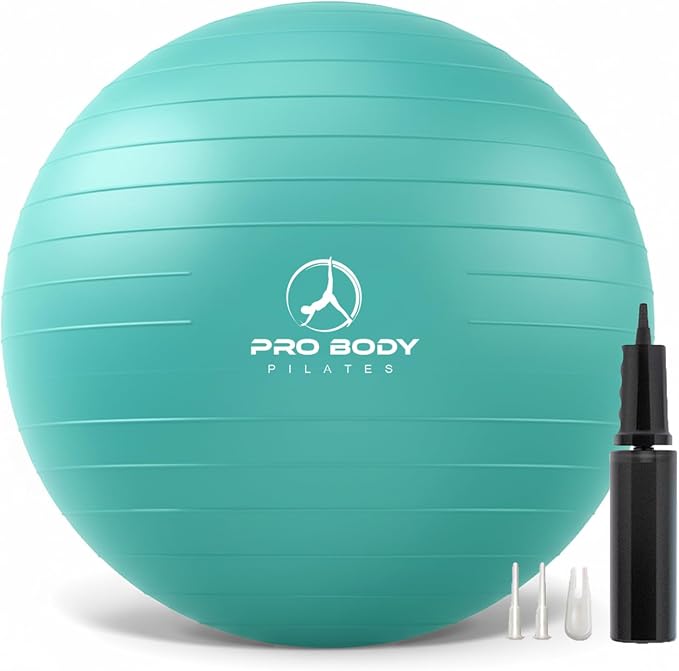 ProBody Pilates Yoga Ball - Vibrant Colors Exercise Ball | 880 lb Load, CA 10P Cert, BPA/Latex/Phthalate-free, PT & Prenatal Use, Recommended by OBs, Pump, Stability Ball
