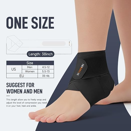 Ultra Thin Ankle Wraps Ankle Brace for Men ＆ Women, Adjustable Ankle Straps for Arch, Sprained Foot, Tendinitis, Football, Basketball, Running（Black, 2 Pack）