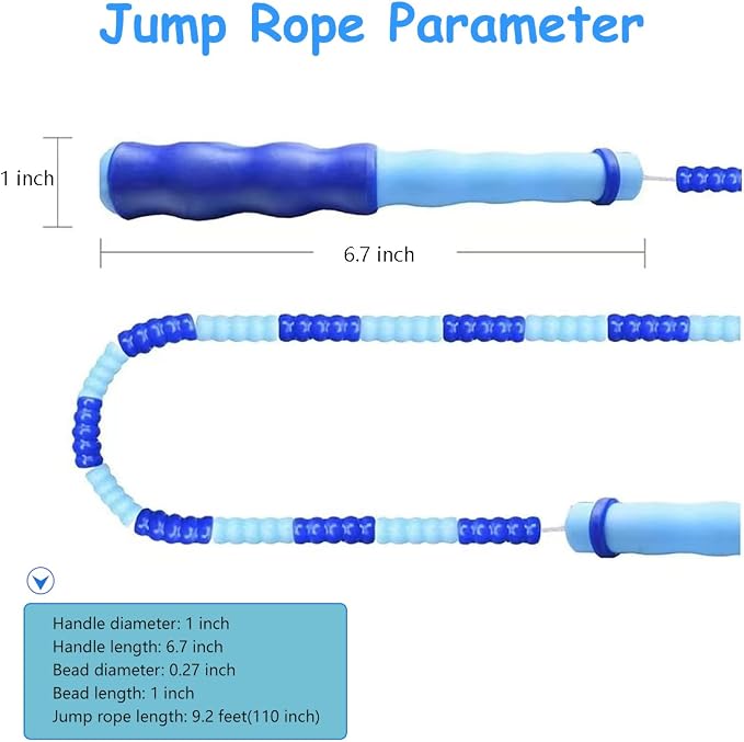 Jump Rope for Kids Girls and Boys, Soft Beaded Jump Ropes, Adjustable Skipping Rope, Tangle-Free Segmented Rope for Kid and Women Men Adults Exercise, Keeping Fit, Training - 9.2Ft