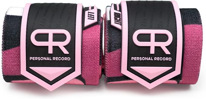 PR Personal Record Heavy Duty Premium Wrist Wraps, More Elasticity, Reinforced Stitching, Extra Wide Strap, Strong Thumb Loop, Larry Wheels Weightlifting Wraps