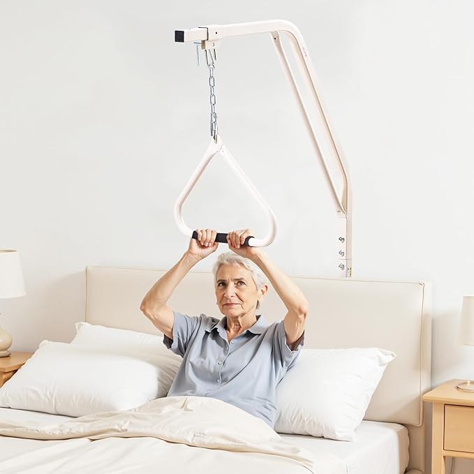 VEVOR Trapeze Bar for Bed Mobility, Medical Bed Trapeze with Clamps & Metal Chain, 250LBS Weight Capacity Beds Pull Up Assist for Elderly & Disabled, Ideal for Home Care, Hospitals, Nursing Homes