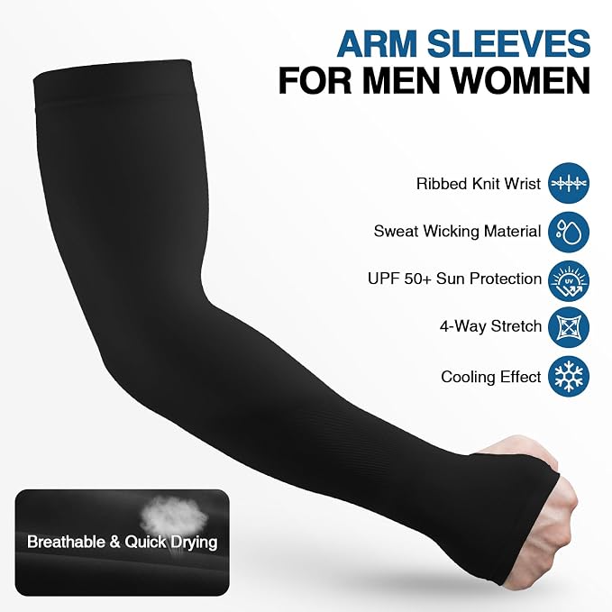 LUOLIIL VOE Sun Protection Cooling Arm Sleeves for Men &Women,Compression Sleeves for Football, Golf & Volleyball