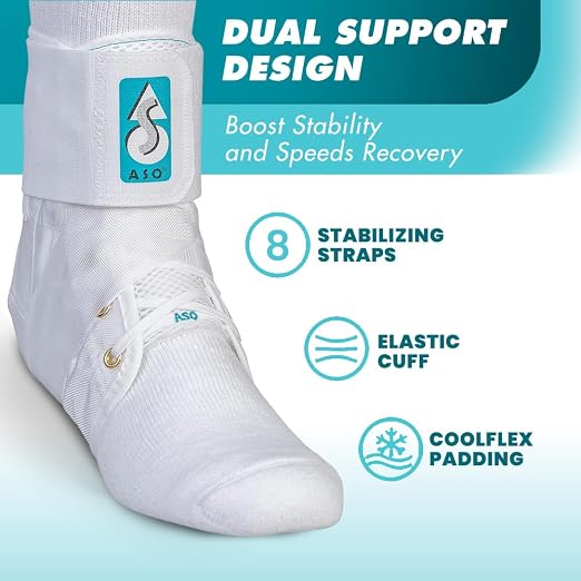 Med Spec ASO Ankle Stabilizer Lace Up Ankle Brace Sprain Support White, XS | Ankle Brace for Sprains, Instability, Bilateral Orthopedic Support, Sports Injury Recovery, Men, Women, Teens & Kids. 264001