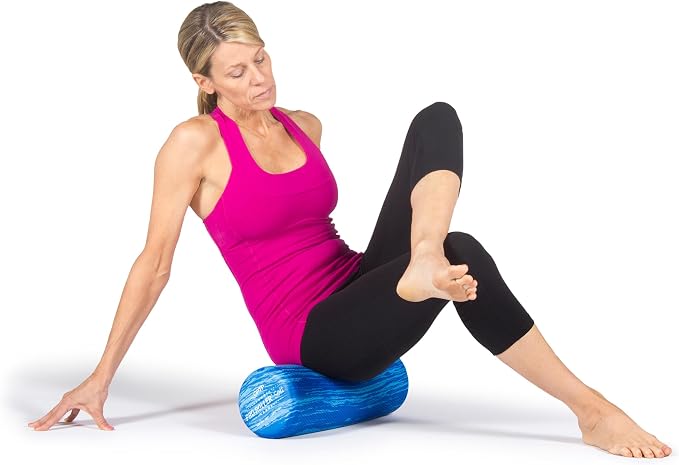 OPTP PRO-Roller Soft Density Foam Roller – Round, Short Blue, 18" x 6" | Low density soft foam roller for physical therapy, Pilates, yoga foam roll exercises, and muscle recovery, blue 18" x 6"