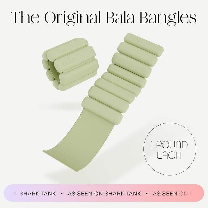 Bala Bangles Wrist & Ankle Weights for Women & Men, Home Gym Equipment | Adjustable Weighted Bands for Arm & Legs Workouts - Pilates, Yoga, Walking, Barre, & Strength Training Exercise