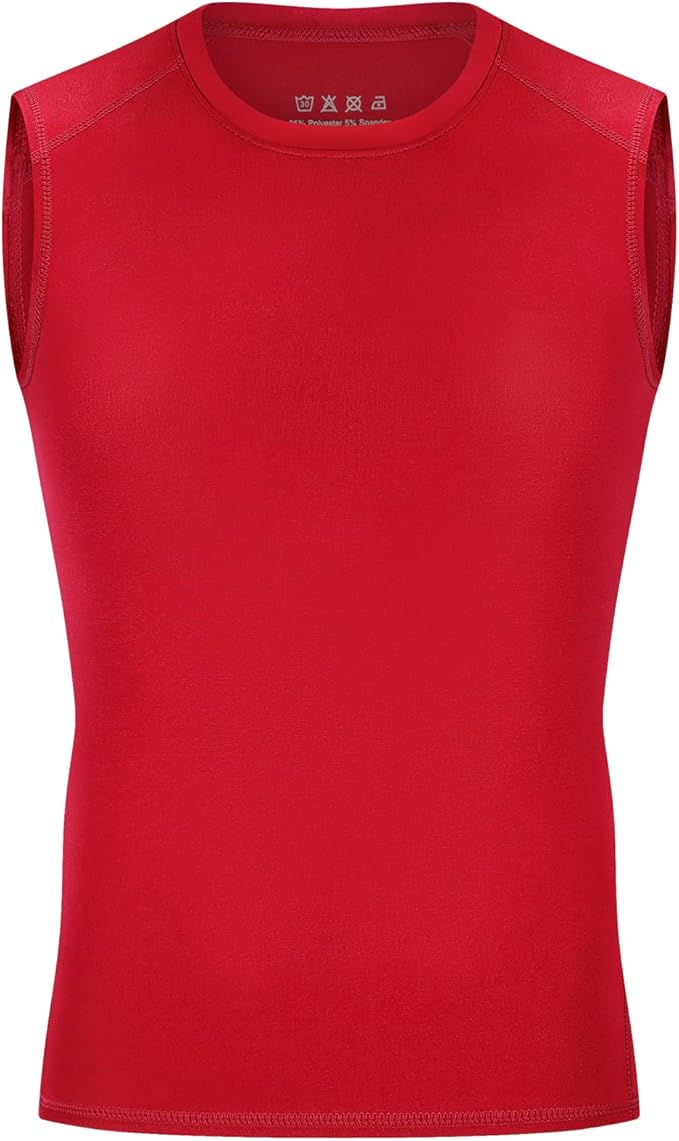 Youth Boys Sleeveless Compression Shirt Basketball Football Undershirt Quick Dry Kids Athletic Tank Tops for Workout