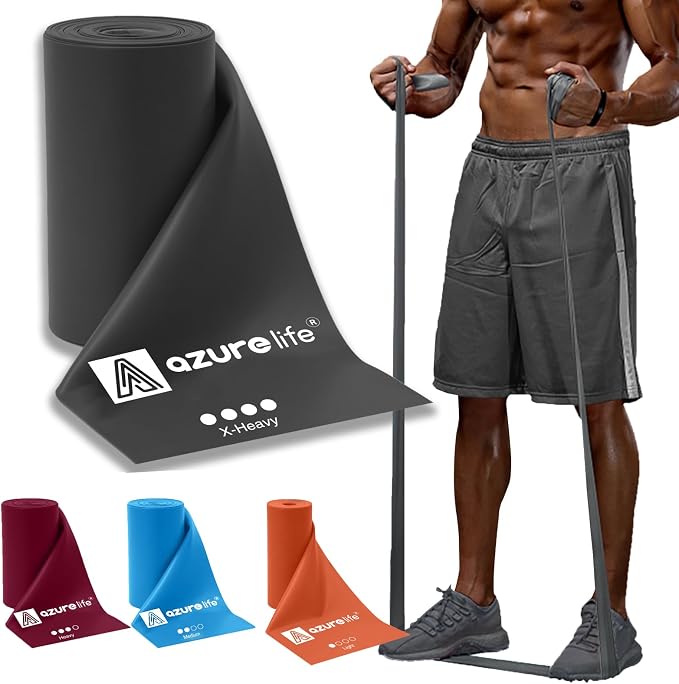 A AZURELIFE Professional Individual Exercise Resistance Bands, Single 5, 6,7 Ft or 8 Yards Elastic Bands, Non-Latex Stretch Bands for PT, Yoga, Pilates, Rehab, at-Home or The Gym Workouts