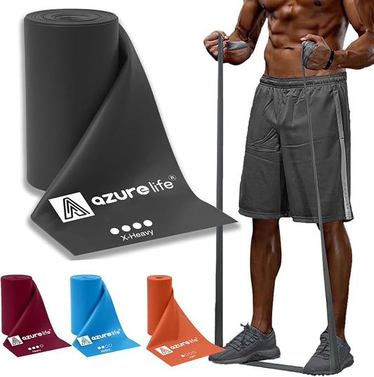 A AZURELIFE Professional Individual Exercise Resistance Bands, Single 5, 6,7 Ft or 8 Yards Elastic Bands, Non-Latex Stretch Bands for PT, Yoga, Pilates, Rehab, at-Home or The Gym Workouts