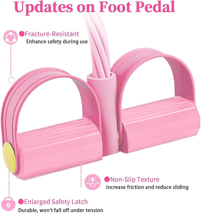 Pedal Resistance Bands with Handles, Upgrade 6-Tubes Elastic Bands for Exercise, Natural Rubber Foot Pedal Resistance Bands, Multifunction Fitness Bands for Abdomen, Waist, Arm, Leg, Pilates